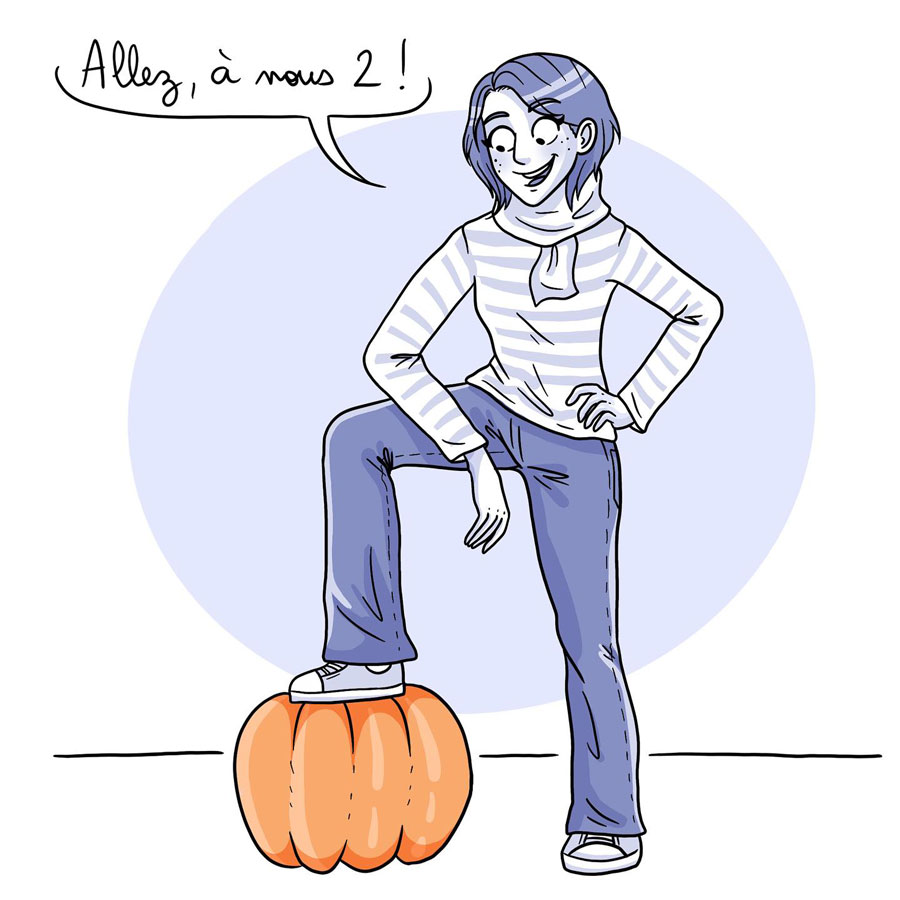 Illustration humoristique citrouille d'halloween - Marie Roumégoux Gib illustratrice graphiste à Toulouse